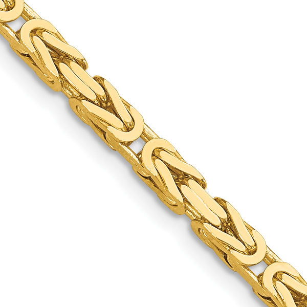 14KT Yellow Gold 24" 3.25MM Lobster Clasp Byzantine Chain