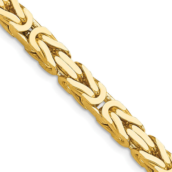 14KT Yellow Gold 24" 5.25MM Lobster Clasp Byzantine Chain
