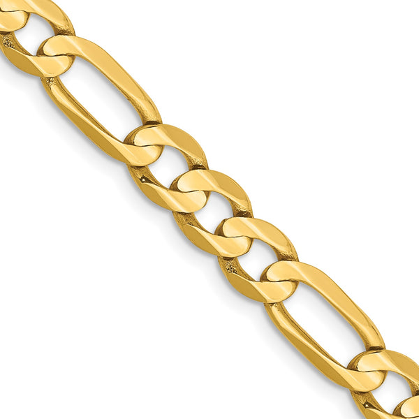 14KT Yellow Gold 22" 6MM Lobster Clasp Figaro Chain