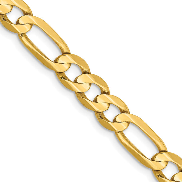14KT Yellow Gold 24" 6MM Lobster Clasp Figaro Chain