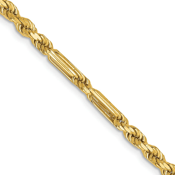 14KT Yellow Gold 18" 3MM Diamond-cut Lobster Clasp Rope Chain
