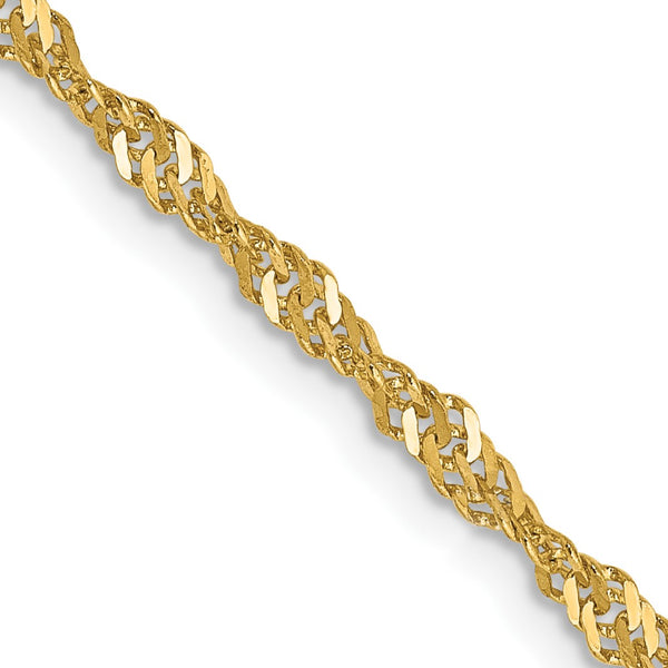 14KT Yellow Gold 30" 2MM Lobster Clasp Singapore Pendant Chain