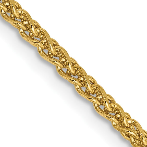 14KT Yellow Gold 24" 1.8MM Diamond-cut Lobster Clasp Spiga Link Pendant Chain