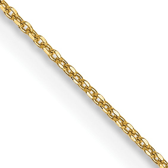 14KT Yellow Gold 18" 0.6MM Diamond-cut Cable Pendant Chain