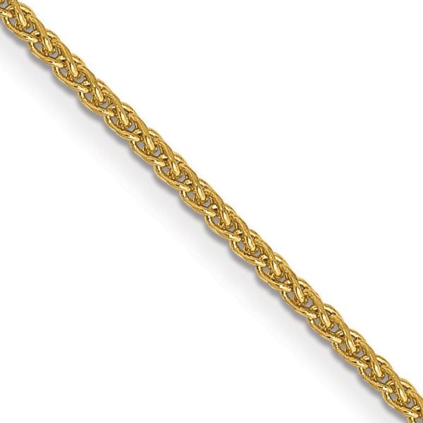 14KT Yellow Gold 18" 1MM Diamond-cut Lobster Clasp Spiga Link Pendant Chain