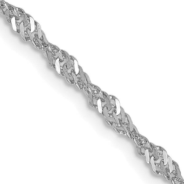 14KT White Gold 24" 2MM Diamond-cut Lobster Clasp Singapore Chain