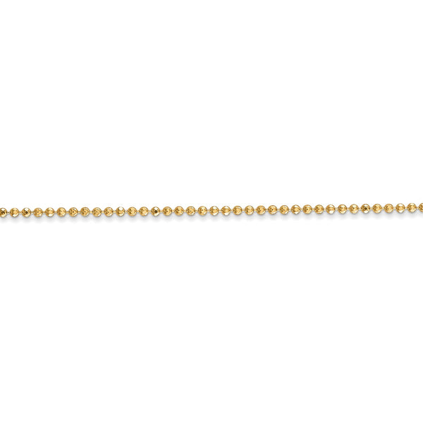 14KT Yellow Gold 16" 1.2MM Diamond-cut Lobster Clasp Beaded Chain