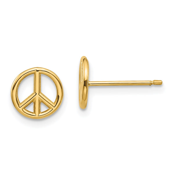 14KT Yellow Gold 8MM Peace Symbol Earrings