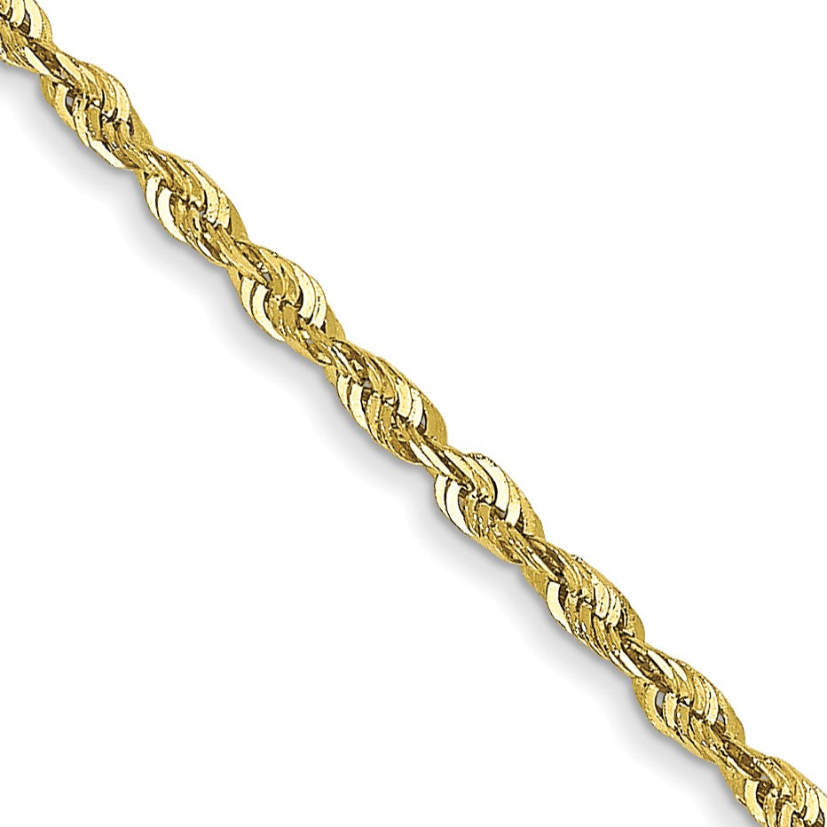 10KT Yellow Gold 16-inch 1.5MM Diamond-cut Lobster Clasp Rope Extra-Light Chain