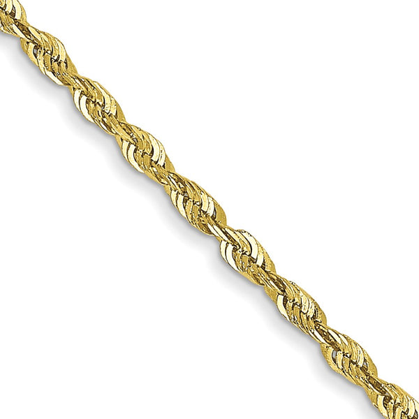 10KT Yellow Gold 20" 1.5MM Diamond-cut Lobster Clasp Rope Extra-Light Chain