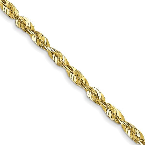 10KT Yellow Gold 16" 1.8MM Diamond-cut Lobster Clasp Rope Extra-Light Chain