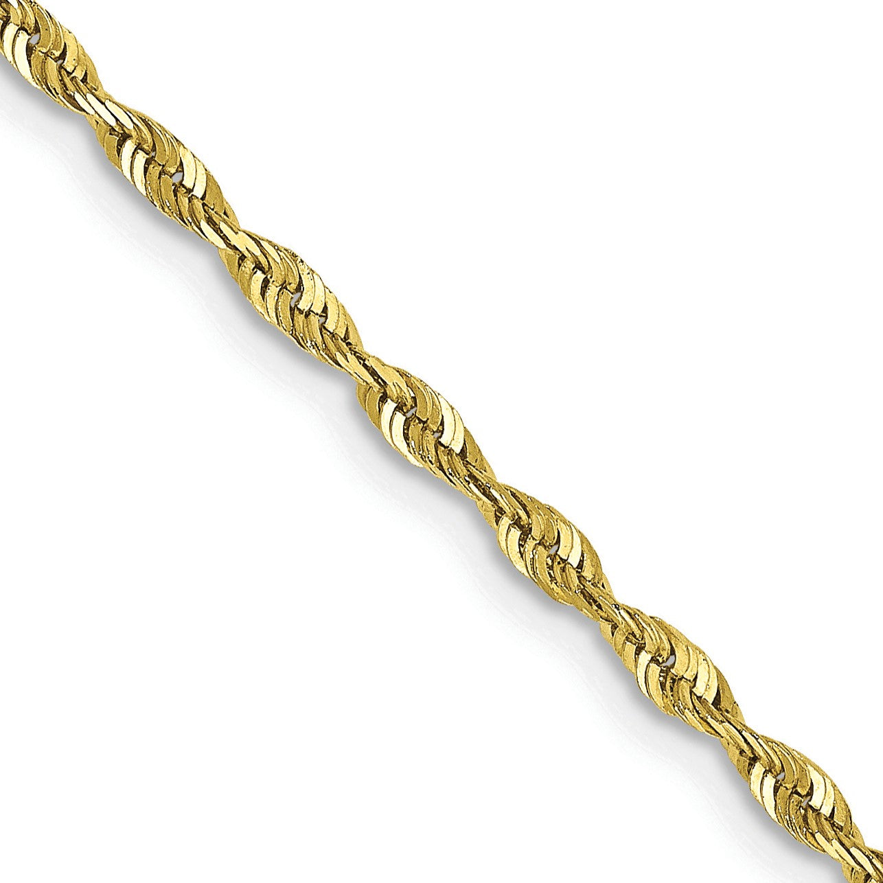10KT Yellow Gold 18-inch 2MM Diamond-cut Lobster Clasp Rope Extra-Light Chain