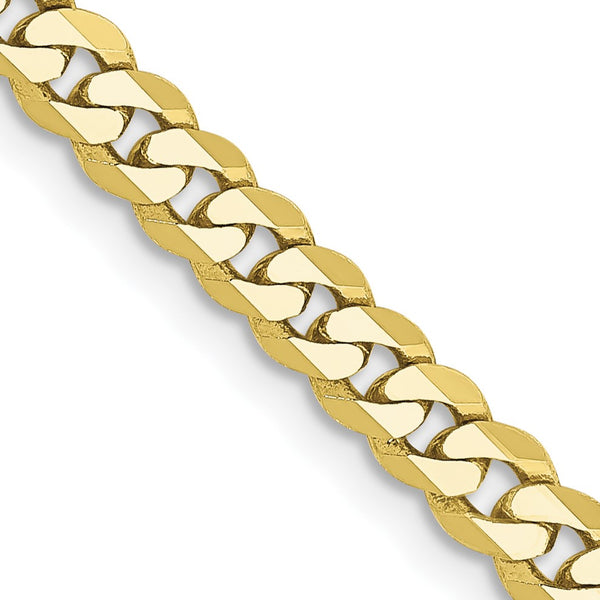 10KT Yellow Gold 22" 3.2MM Flat Beveled Curb Chain