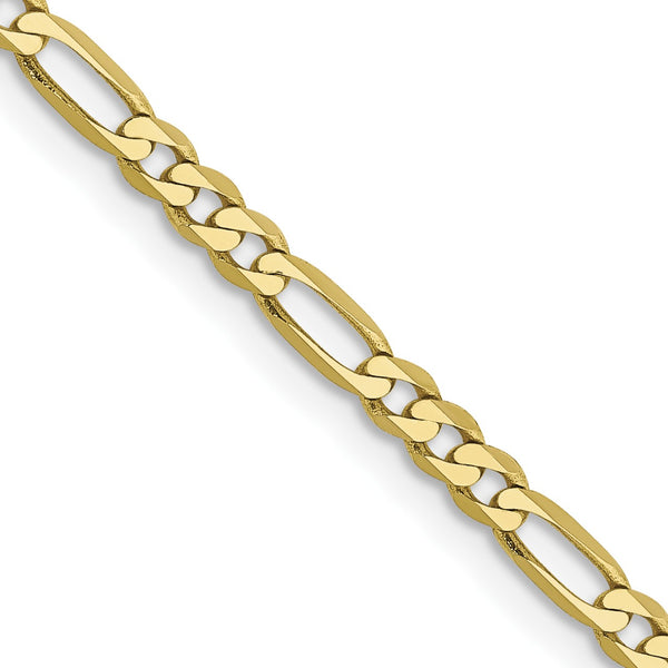 10KT Yellow Gold 20" 2.75MM Flat Figaro Chain