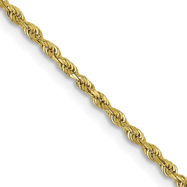 10KT Yellow Gold 18" 1.5MM Diamond-cut Lobster Clasp Rope Chain