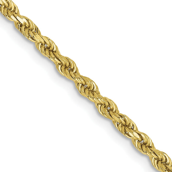 10KT Yellow Gold 16" 2.5MM Diamond-cut Lobster Clasp Rope Chain