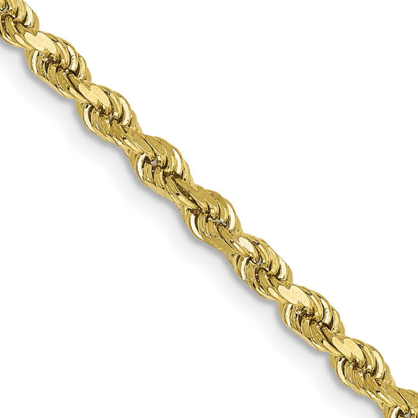 10KT Yellow Gold 22" 2.75MM Diamond-cut Lobster Clasp Rope Chain