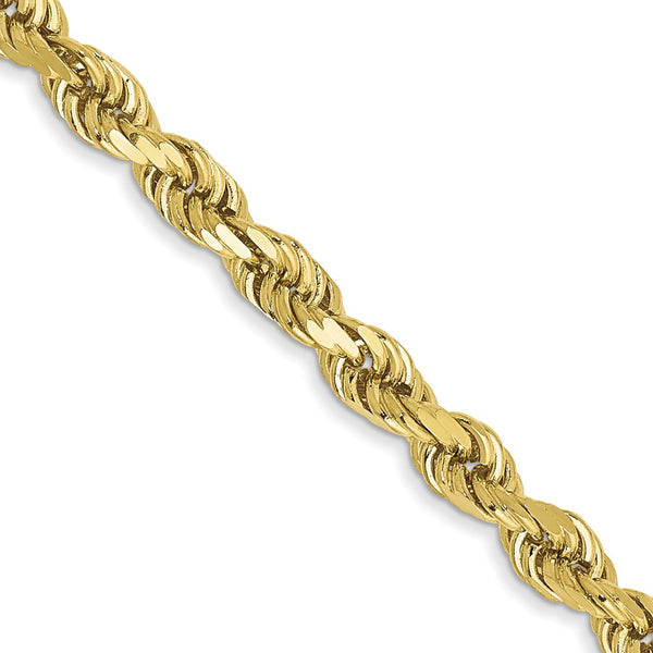 10KT Yellow Gold 24" 3.2MM Diamond-cut Lobster Clasp Rope Chain