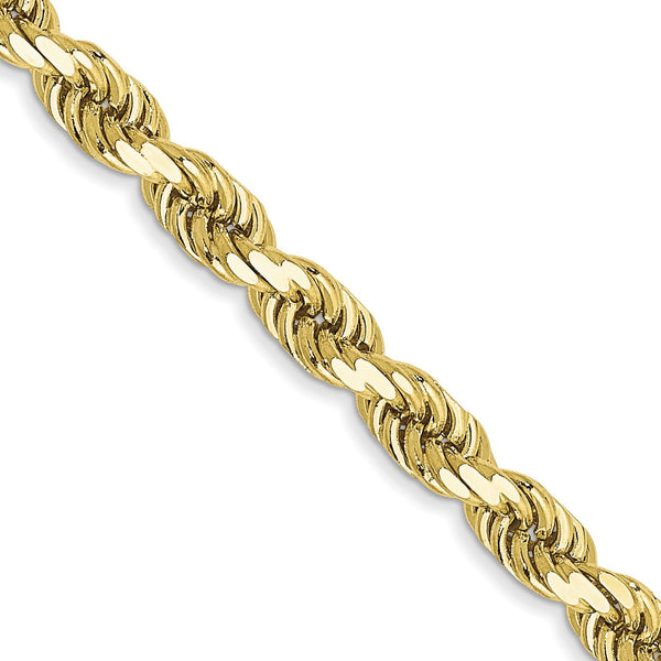 10KT Yellow Gold 22" 3.5MM Diamond-cut Lobster Clasp Rope Chain