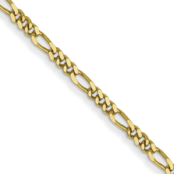 10KT Yellow Gold 20" 1.25MM Flat Figaro Pendant Chain