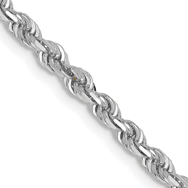 10KT White Gold 18" 3MM Diamond-cut Rope Chain