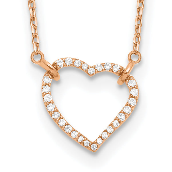 14KT Rose Gold 1/5 CTW 18" 15MM Heart Necklace