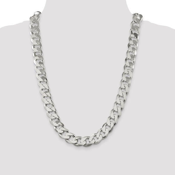 Sterling Silver 24" 15MM Lobster Clasp Curb Chain