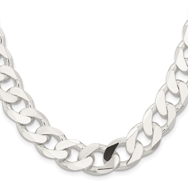 Sterling Silver 24" 15MM Lobster Clasp Curb Chain