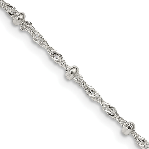 Sterling Silver 14" 2.5MM Childrens Beaded Singapore Chain