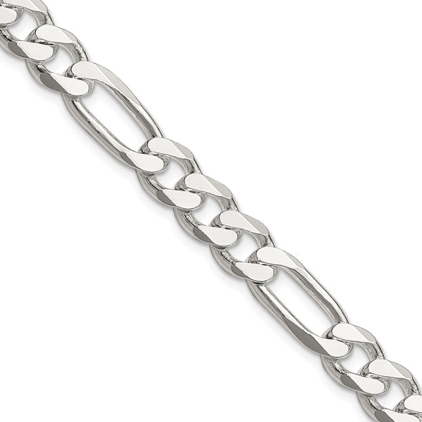 Sterling Silver 22" 8MM Lobster Clasp Figaro Chain