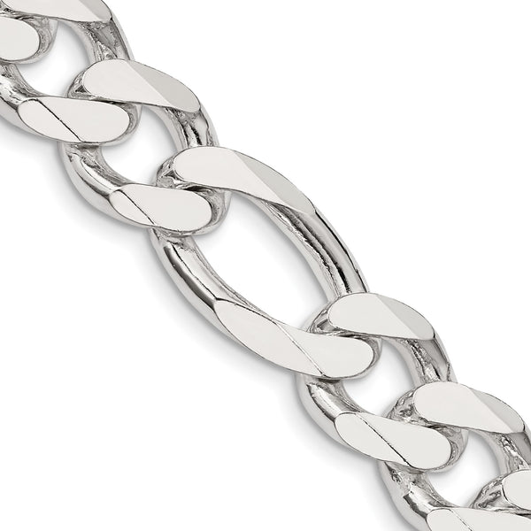 Sterling Silver 20" 13.5MM Lobster Clasp Figaro Chain
