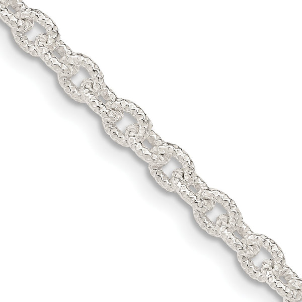 Sterling Silver 18" 3.75MM Fancy Rolo Chain Necklace