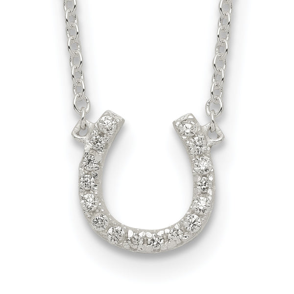 Sterling Silver Cubic Zirconia 16" Horseshoe Necklace