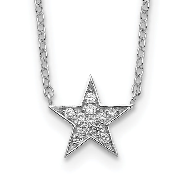 Sterling Silver Cubic Zirconia 18" Star Necklace