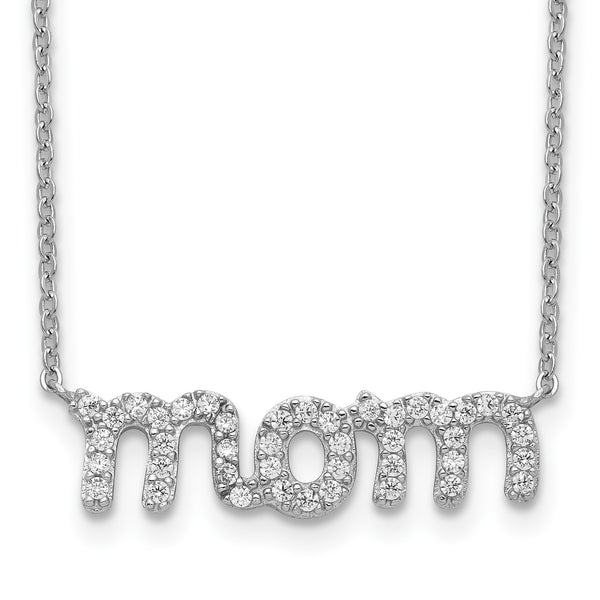 Sterling Silver Cubic Zirconia 18" Mom Necklace