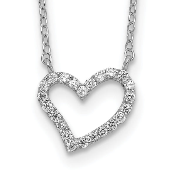 Sterling Silver Cubic Zirconia 18" Heart Necklace