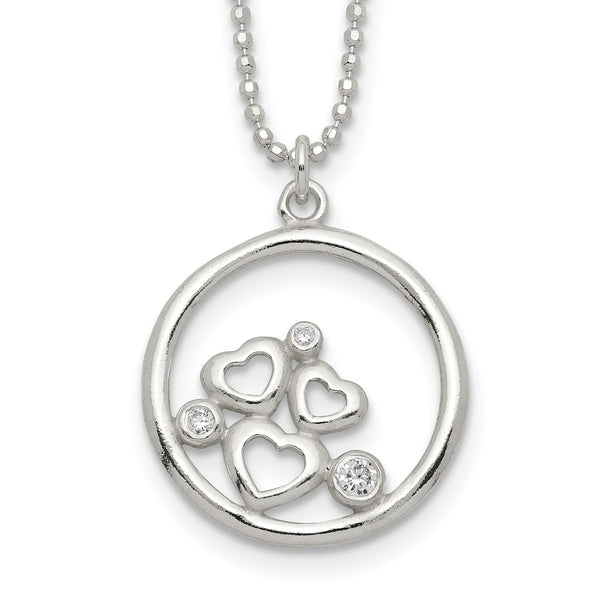 Sterling Silver Cubic Zirconia 18" Heart Necklace