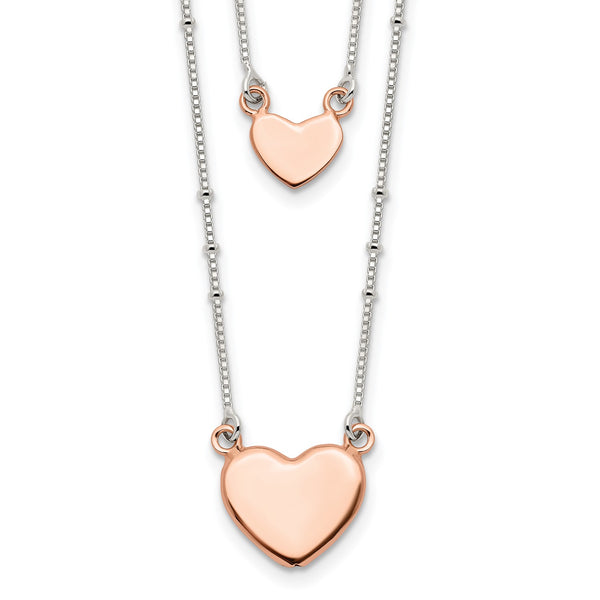 Sterling Silver 18" Heart Two Layer Necklace