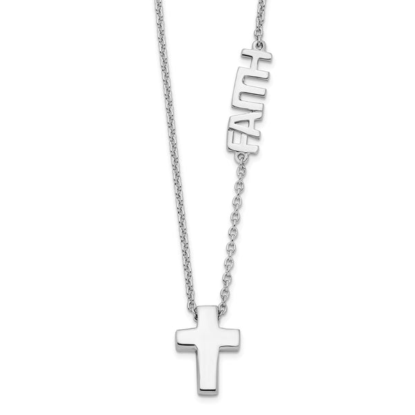 Sterling Silver 18" Cross Faith Necklace