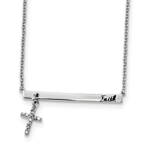 Sterling Silver Cubic Zirconia 16" Cross Necklace