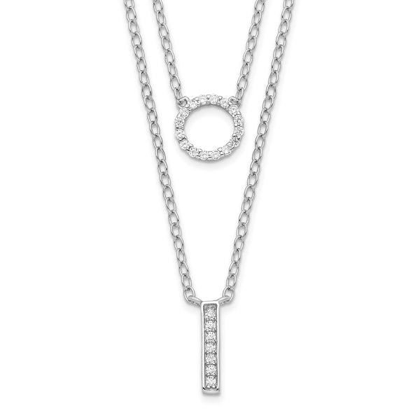 Sterling Silver Cubic Zirconia 16" Two Layer Necklace