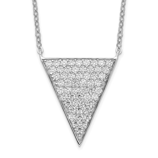 Sterling Silver Cubic Zirconia 18" Triangle Necklace