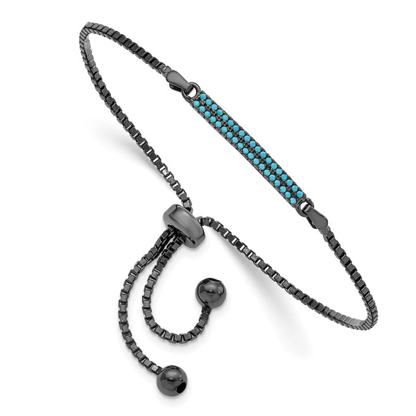 Black Rhodium Plated Sterling Silver Bolo Howlite Bracelet