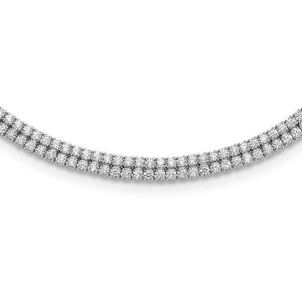 Sterling Silver Cubic Zirconia 16" Fancy Tennis 2-inch Extender Necklace