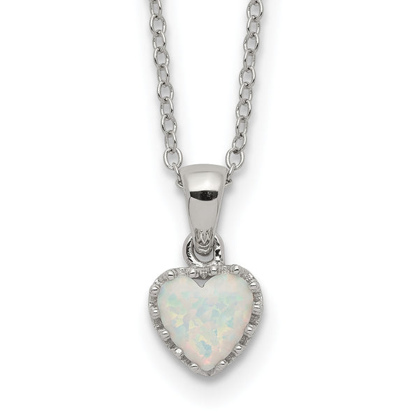 Sterling Silver 7MM Heart Shape Opal 18" Necklace