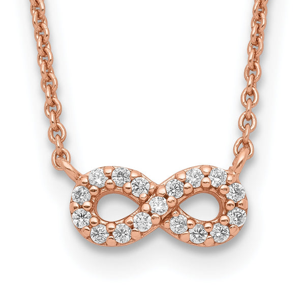 Rose Gold Plated Sterling Silver Cubic Zirconia 16.5" Infinity Necklace