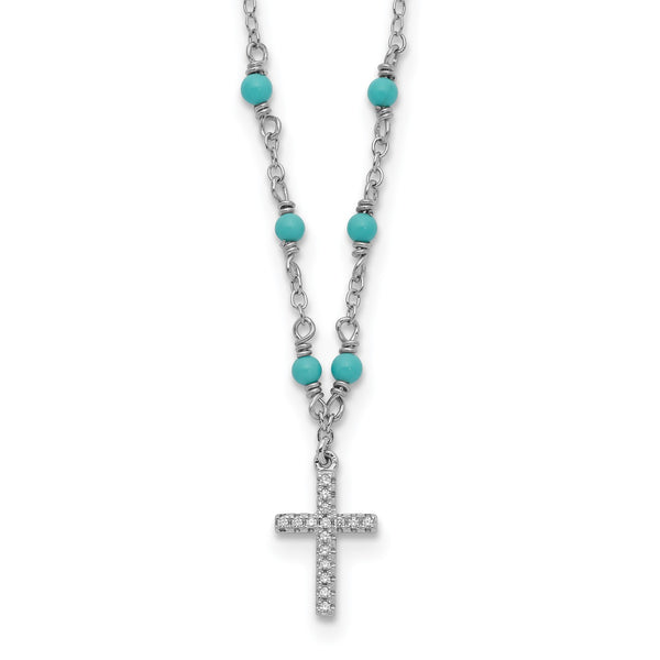 Sterling Silver Cubic Zirconia 18" Cross Necklace