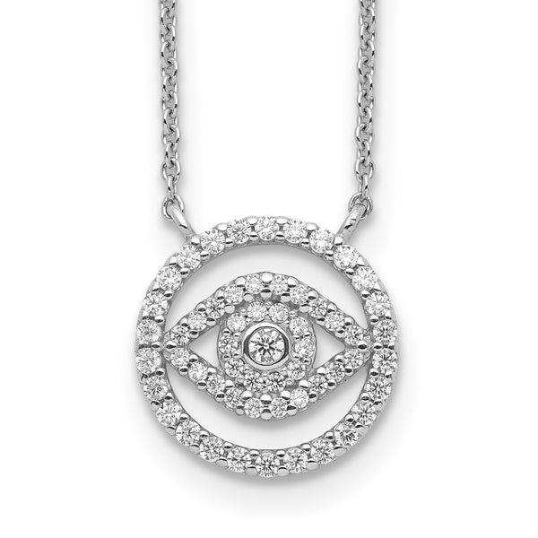Sterling Silver Cubic Zirconia 19" Evil Eye Necklace