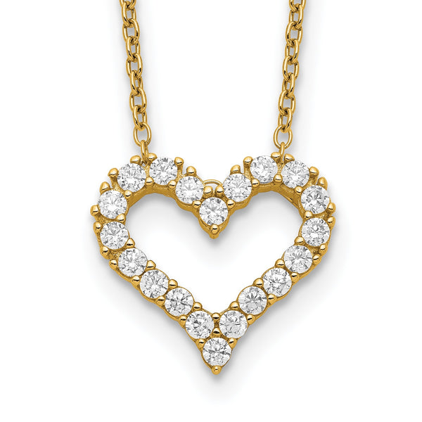 Yellow Gold Plated Sterling Silver Cubic Zirconia 18" Heart Necklace