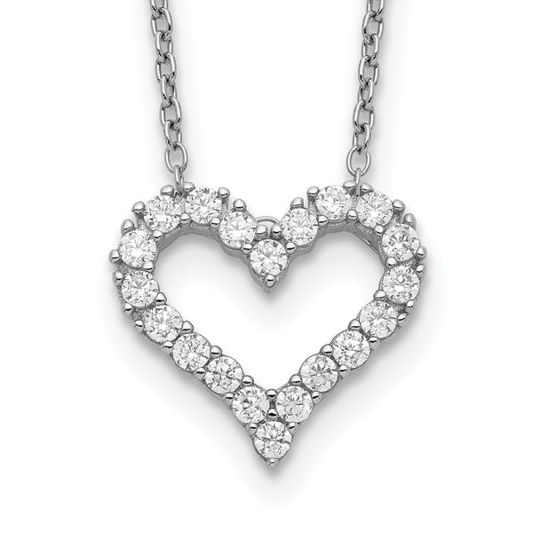 Sterling Silver Cubic Zirconia 18" Heart Necklace